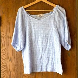 Loft Puffed Sleeve Sweetheart Neck Top